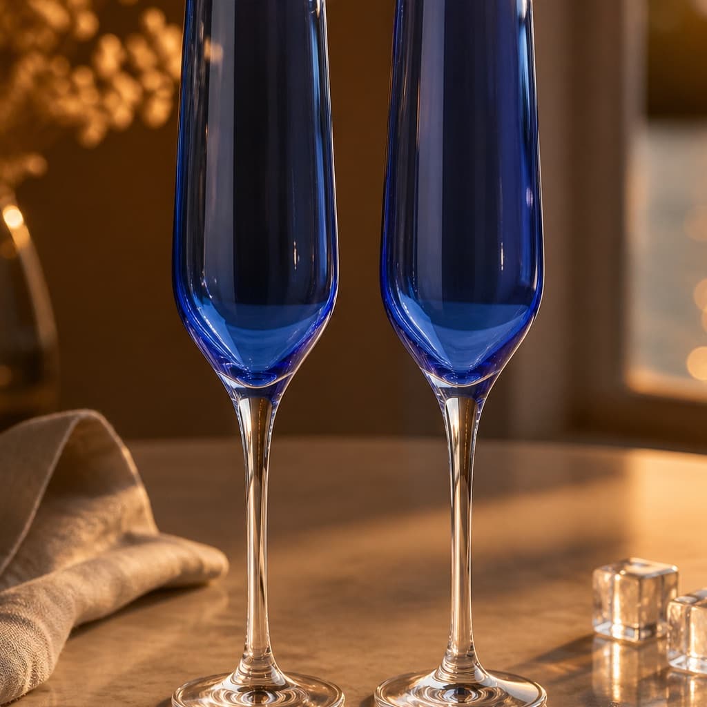 Cobalt Afterglow Flute Pair